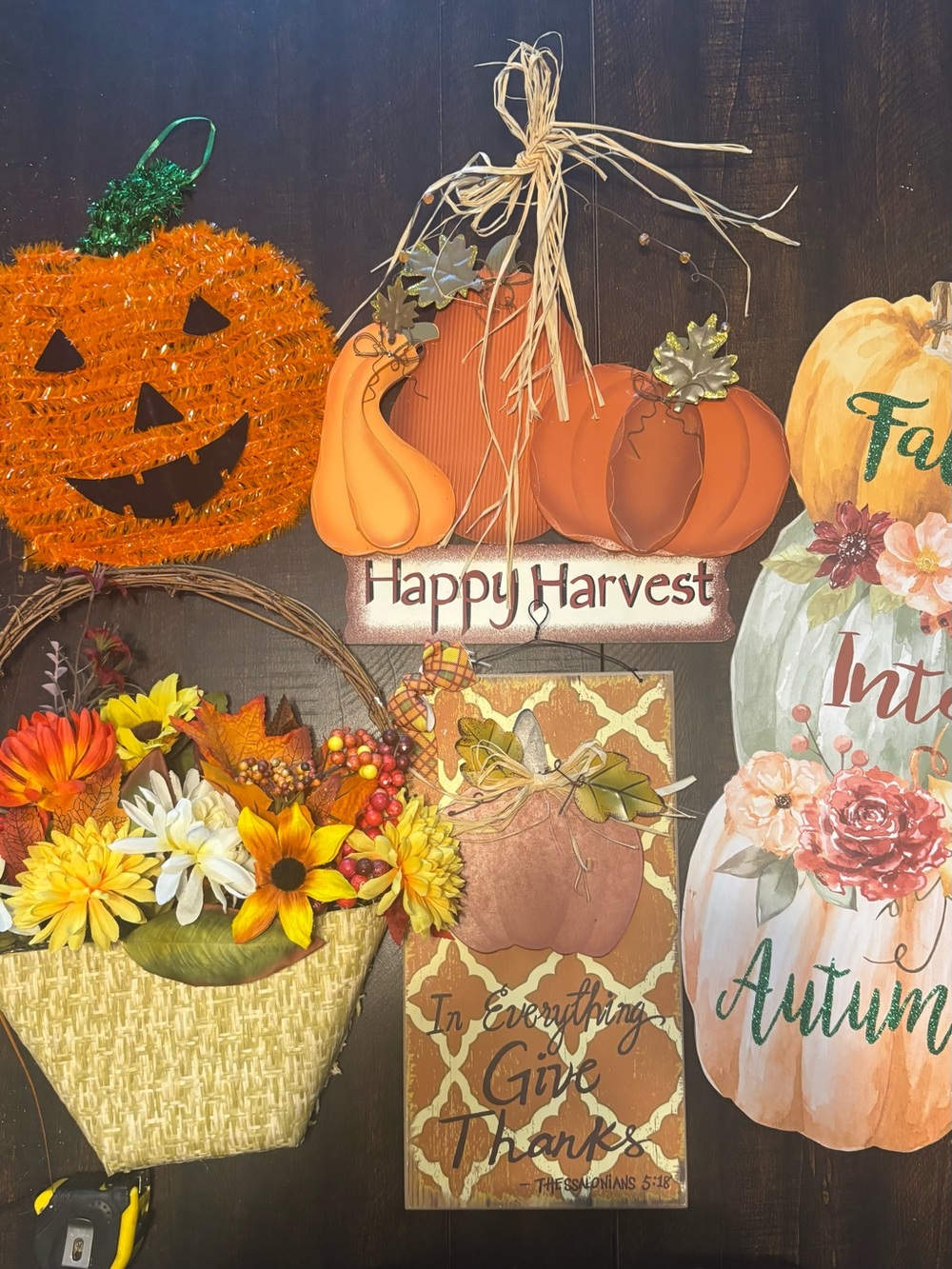 Happy Harvest Orange Pumpkin Wall Decor - Seasonal Fall Sign